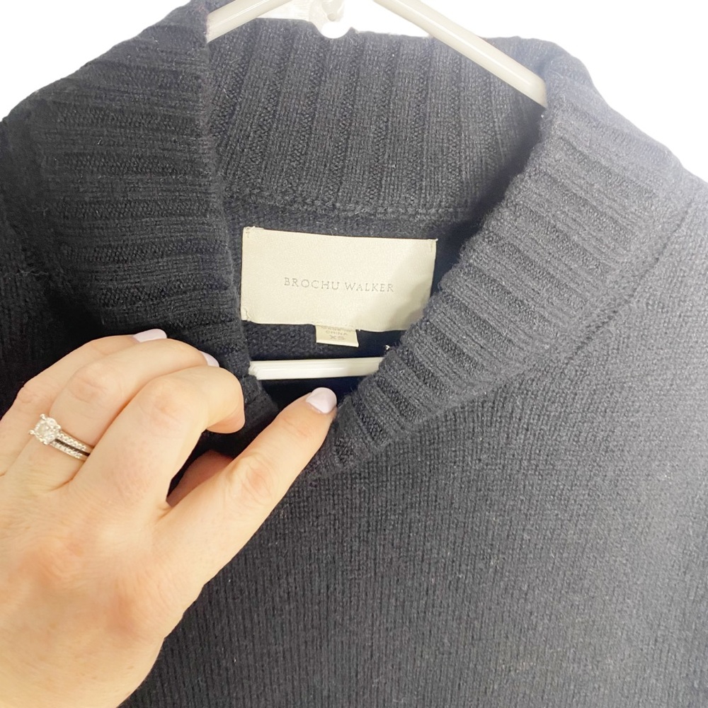 Brochu Walker wool cashmere black sweater size XS - Picture 3 of 6
